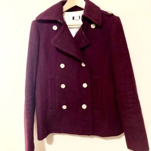 Beautiful JCrew Burgundy/Wine Wool Peacoat Sz M